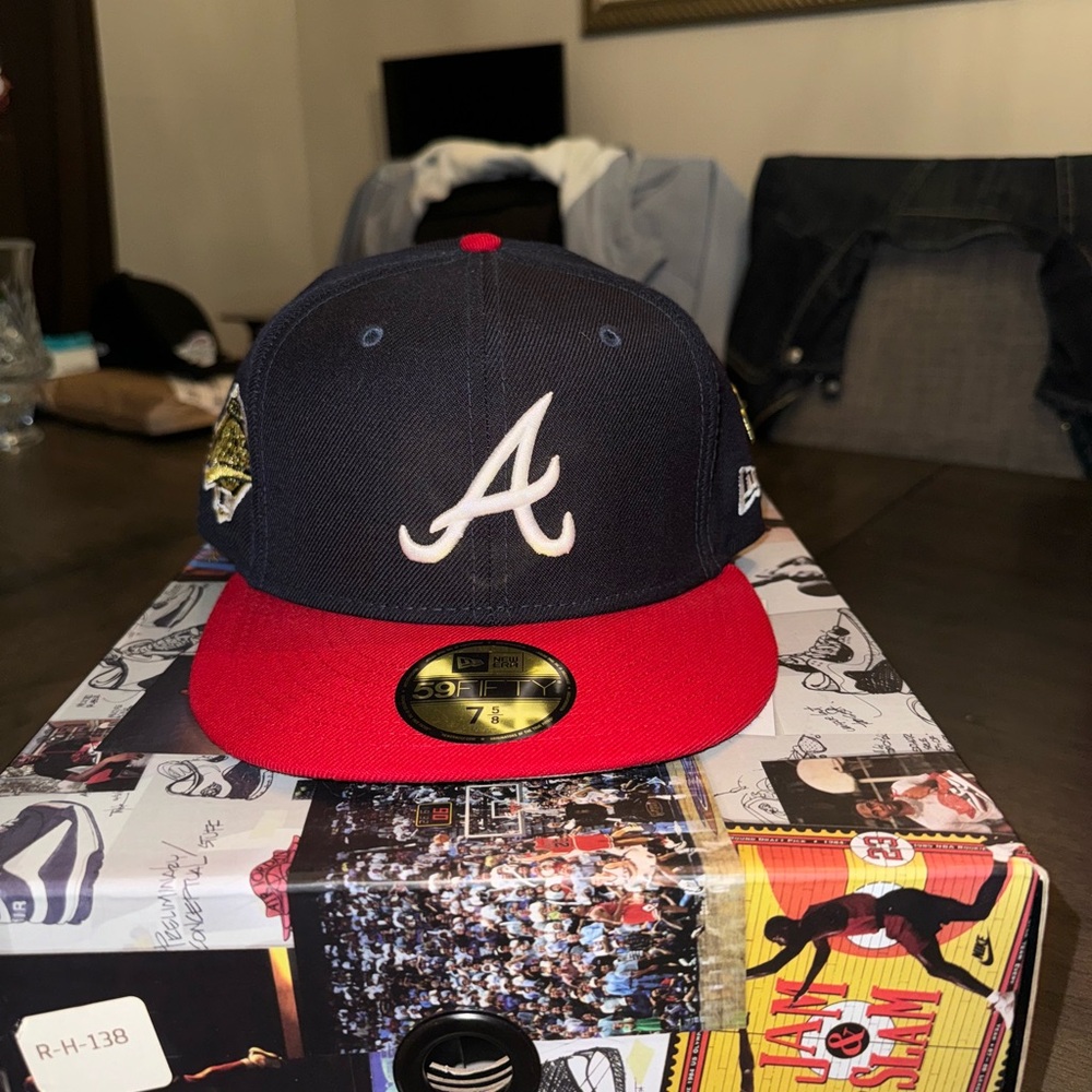 New Era Dark Blue and Red Cap with 'A' Logo